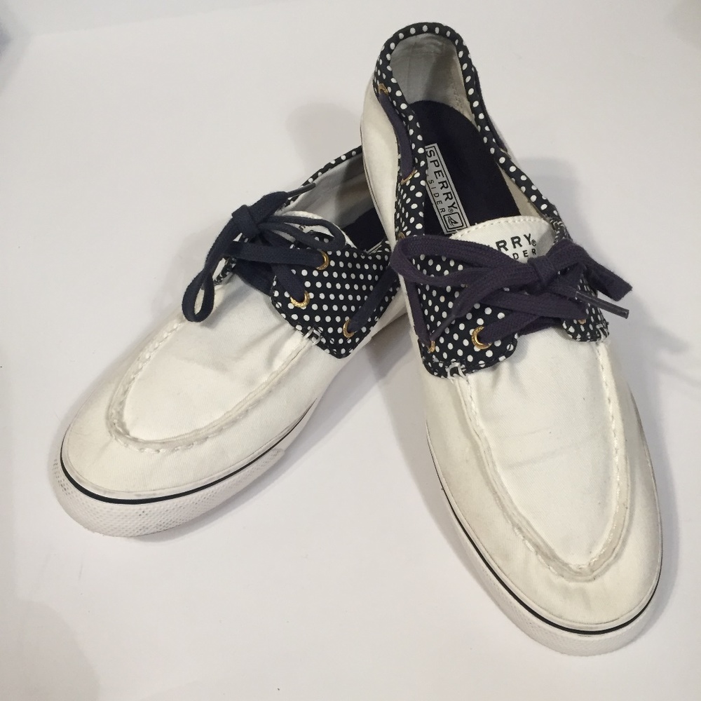 Sperry Canvas Top-Siders w/Polka Dot Accents, 10M